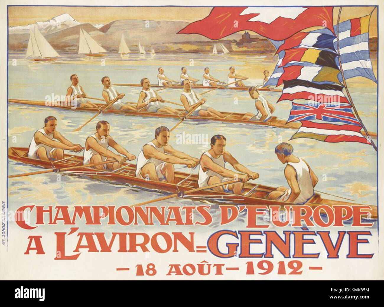 L'affiche Championnat Europe Aviron 1912 est une affiche historique du Championnat d'Europe d'aviron 1912, présentant le design et le matériel promotionnel de l'événement. Banque D'Images
