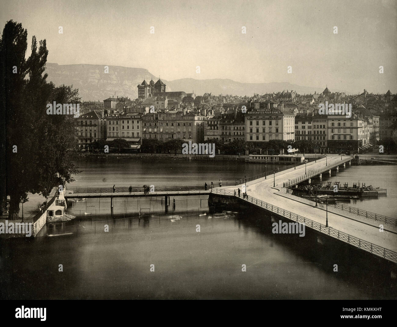 Vue de Genève, Suisse 1890 Banque D'Images