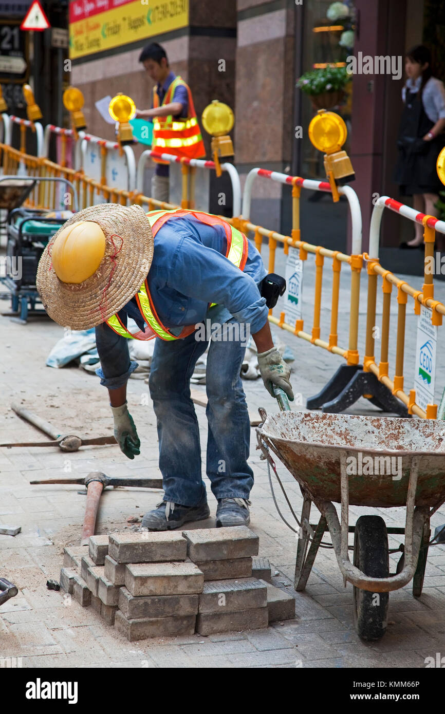 Les travailleurs de la construction, de l'île de Hong Kong, SAR, Chine Banque D'Images