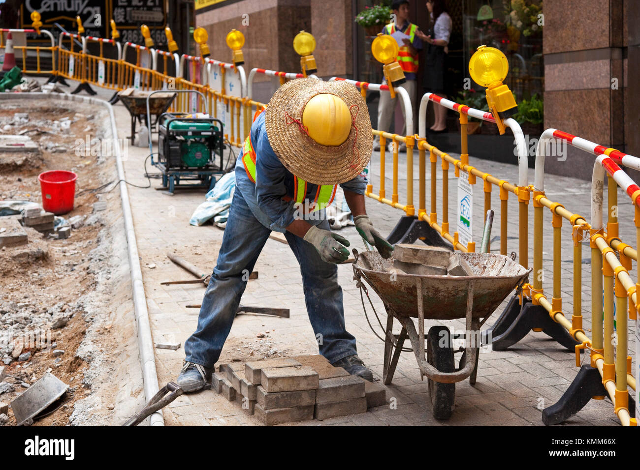 Les travailleurs de la construction, de l'île de Hong Kong, SAR, Chine Banque D'Images