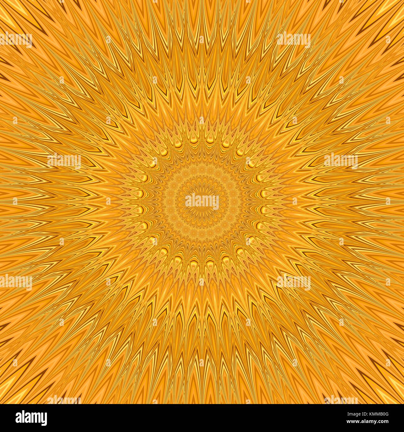 Mandala orange star ornament fractale - fond symétrique circulaire vector pattern design incurvé de stars Illustration de Vecteur