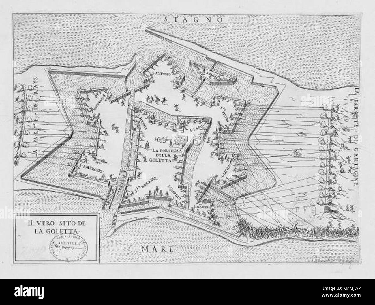 Carte du fort de la Goulette -1500-1599 Banque D'Images