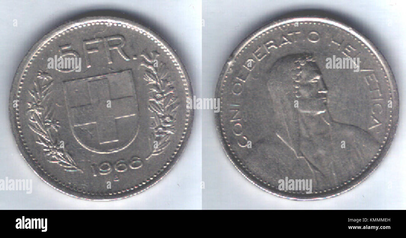 Le billet de 5 francs suisses, qui fait partie du système monétaire suisse, est un élément important dans l'étude de l'économie mondiale et de la conception monétaire. Banque D'Images