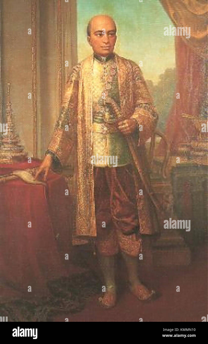 Ce portrait de Bouddha Loetla Nabhalai capture l'essence sereine et méditative du roi thaïlandais. Il reflète les traditions artistiques de la Thaïlande et la signification culturelle de la monarchie. Banque D'Images