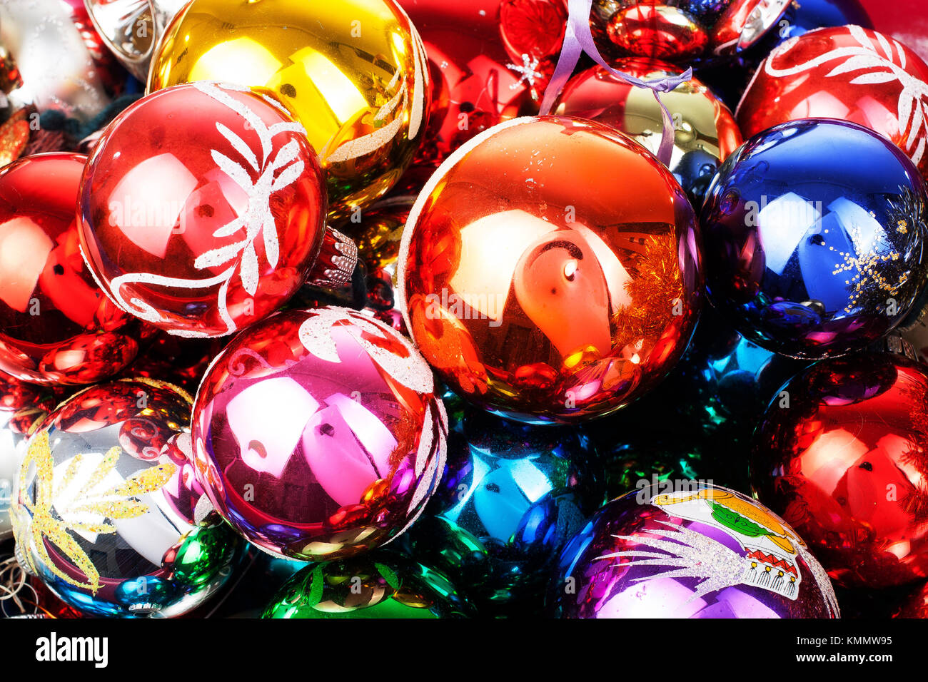 Boule De Noël Vintage Bille De Verre Ornements Bleu Jaune