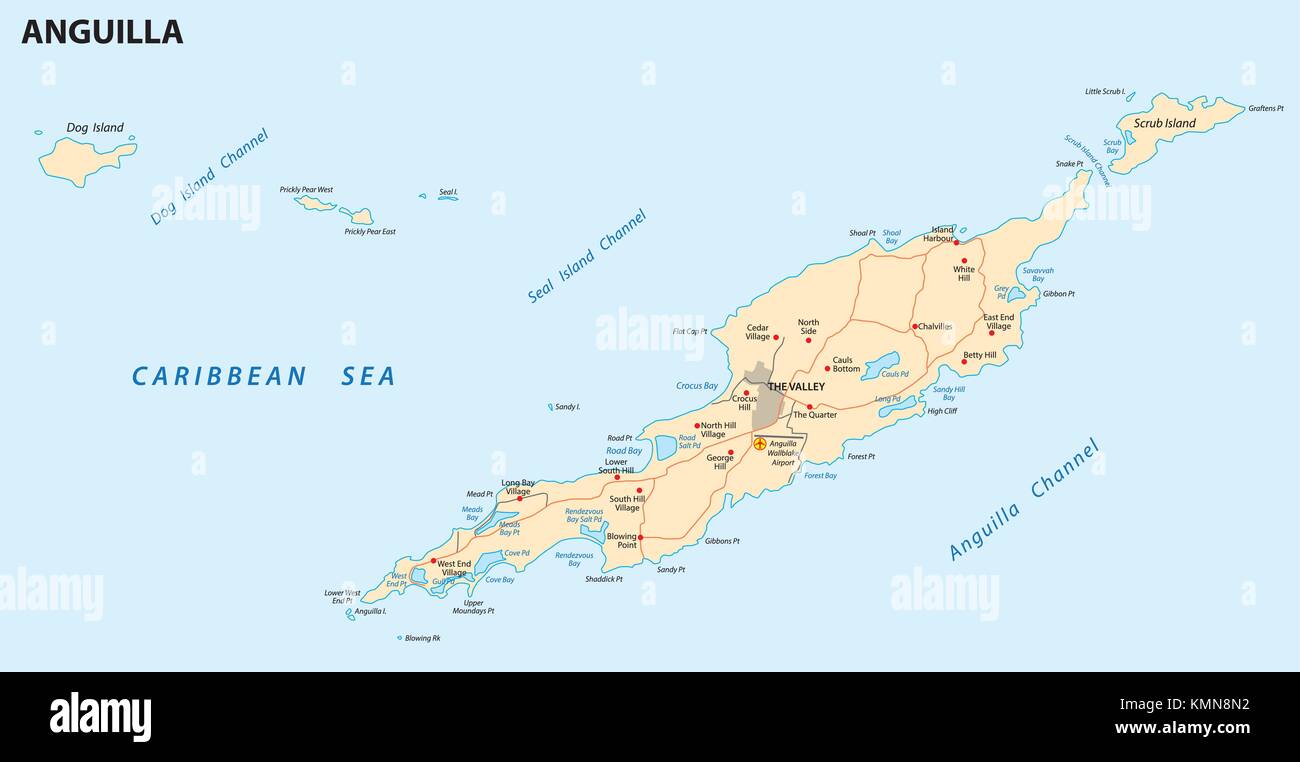 Route d'anguilla carte vectorielle Illustration de Vecteur