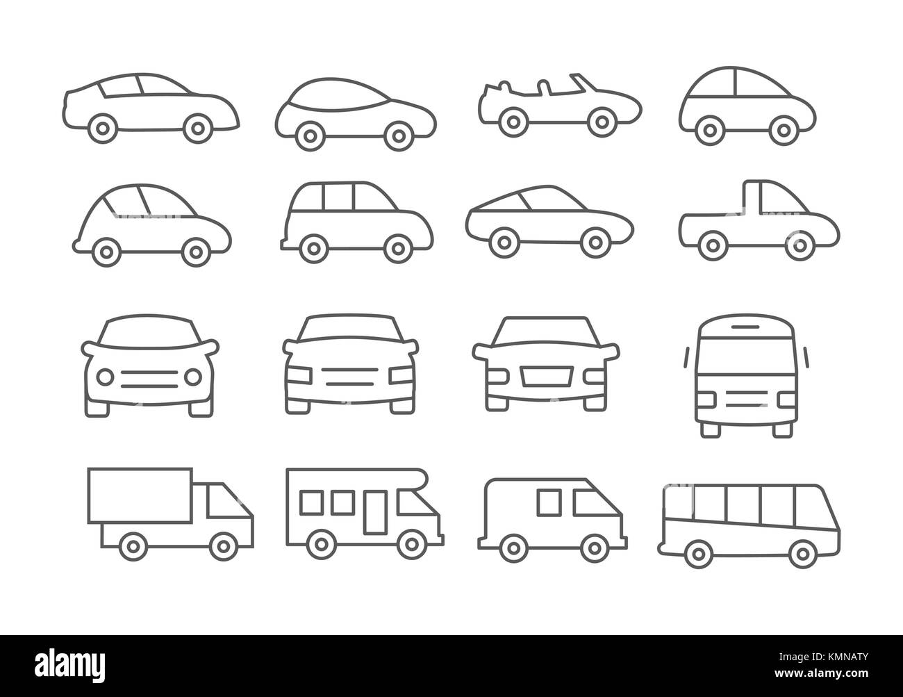 Icônes de ligne voiture Illustration de Vecteur