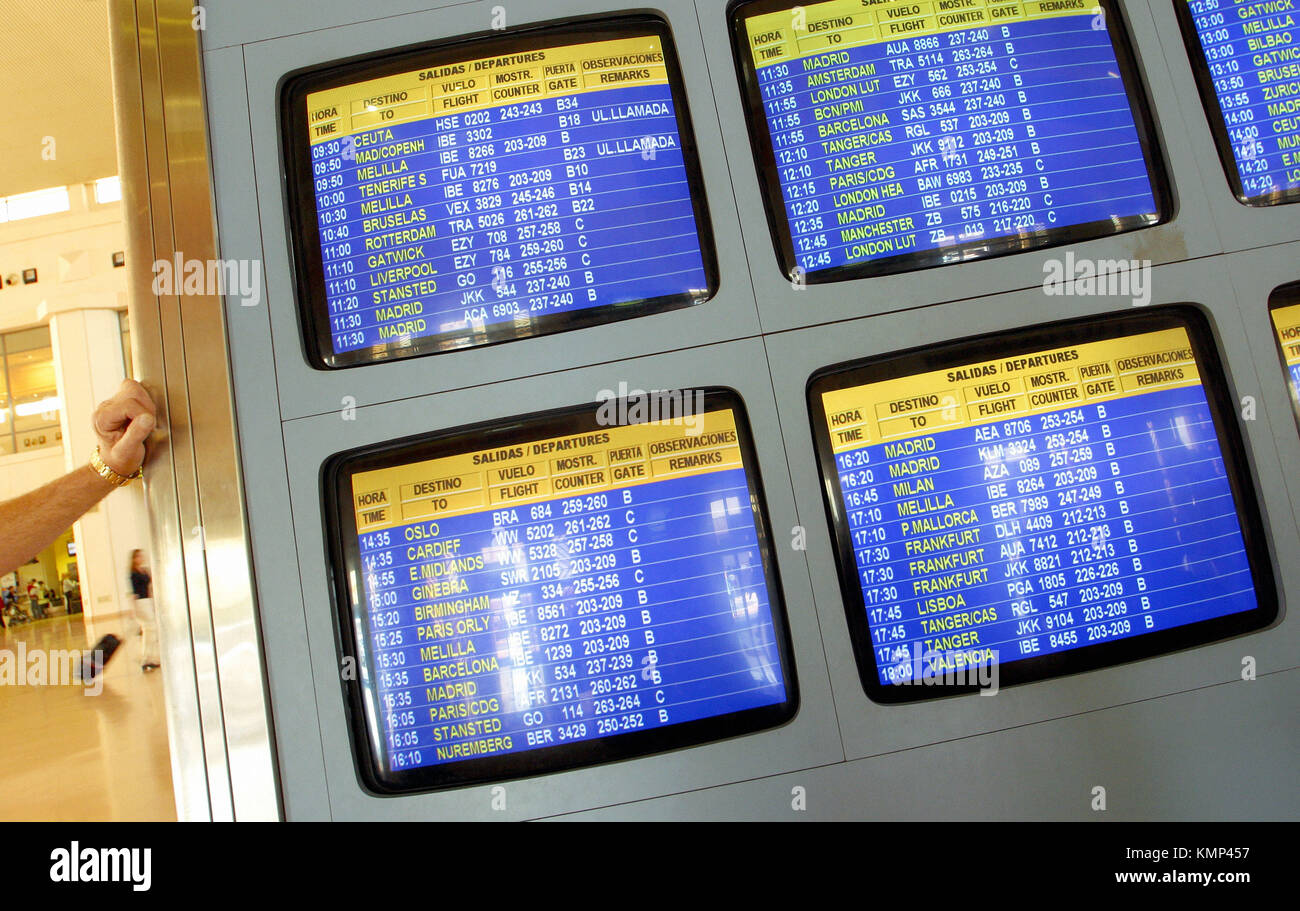 Commission d'information de vol dans l'aéroport. Malaga. L'Andalousie.  Espagne Photo Stock - Alamy