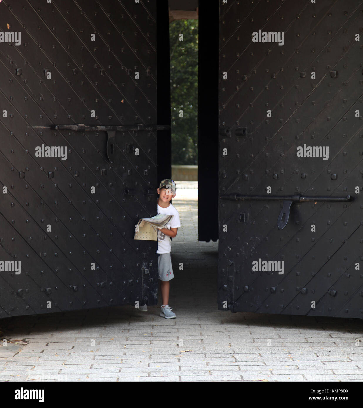 Grande porte d'ouverture garçon porte de Fort Canning Park Banque D'Images