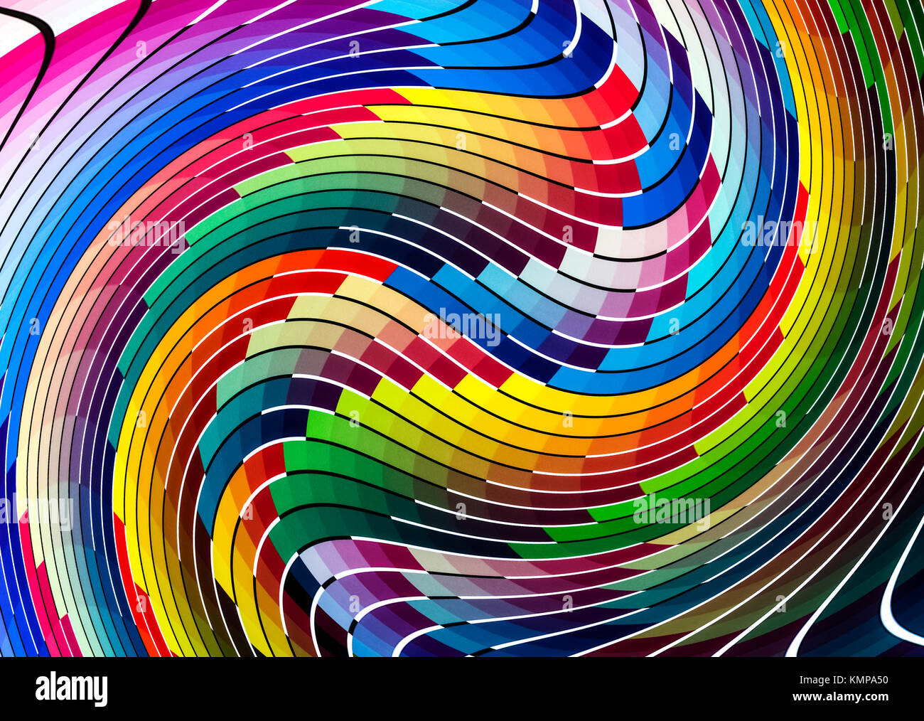 Test de couleur créé par une imprimante, joue beaucoup de couleurs,image  déformée dans un mouvement circulaire Photo Stock - Alamy