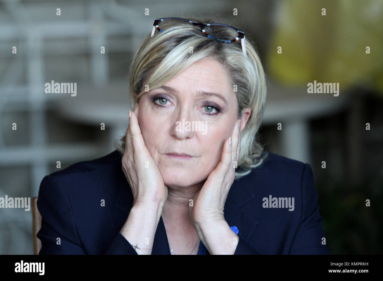 Loubersan (France), 09 mars 2017 ; Marine LE PEN Candidate de l'extrême-droite Front National pour l'élection présidentielle française de 2017 en voyage d'un jour Banque D'Images