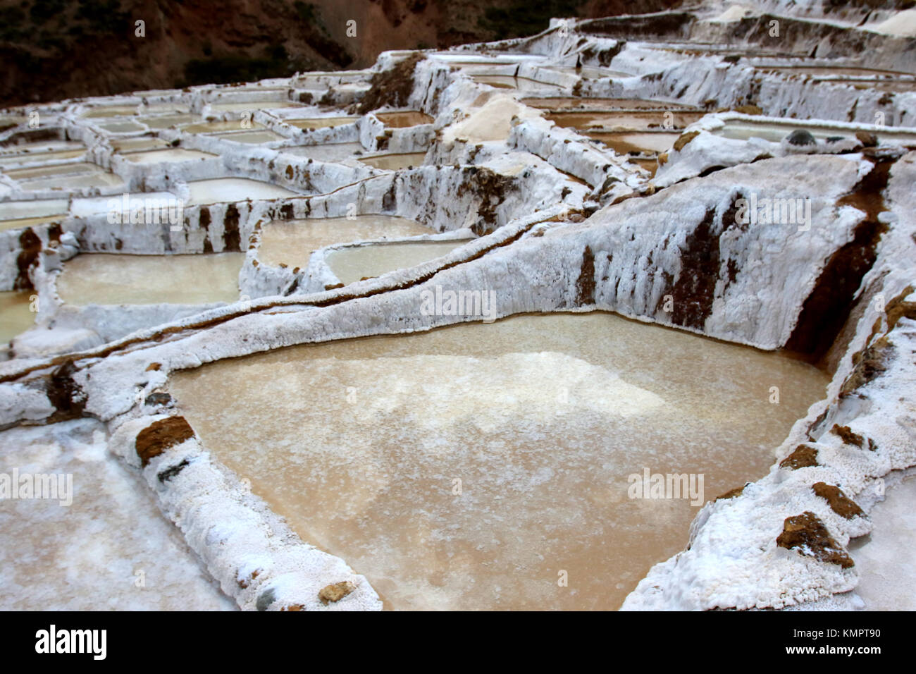 Maras ( Pérou), Novembre 2015 24 ème ; paysage de plaines de sel de Maras des cordillères des Andes exploitées depuis l'époque des Incas. Les gens recueillir le sel d'une source naturelle de forte concentration de sel dans près de 3 500 chars.Credit : Sebastien Lapeyrere/Alamy Live News. Banque D'Images