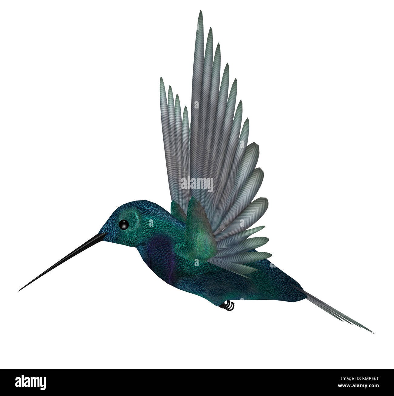 Colibri vert bleu brillant plumage irisé et ayant de longues ailes ; des bons sont répartis pour vol vibrant Banque D'Images