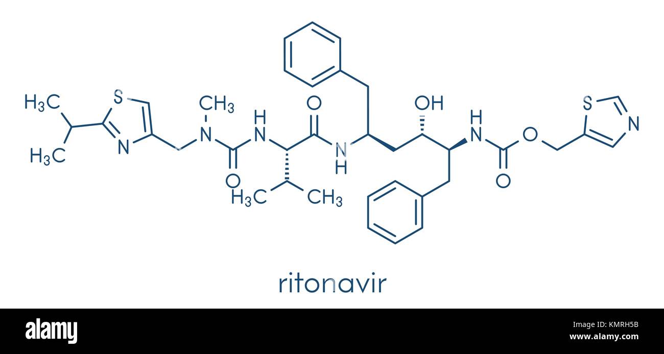 Le ritonavir médicament inhibiteur de protéase du VIH (classe) molécule. formule topologique. Illustration de Vecteur