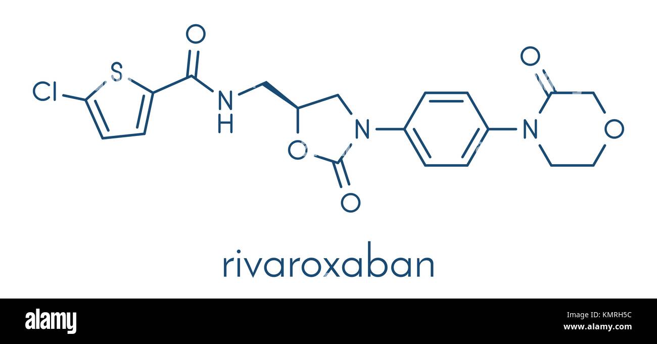 Le rivaroxaban anticoagulant (inhibiteur du facteur Xa direct) molécule. formule topologique. Illustration de Vecteur