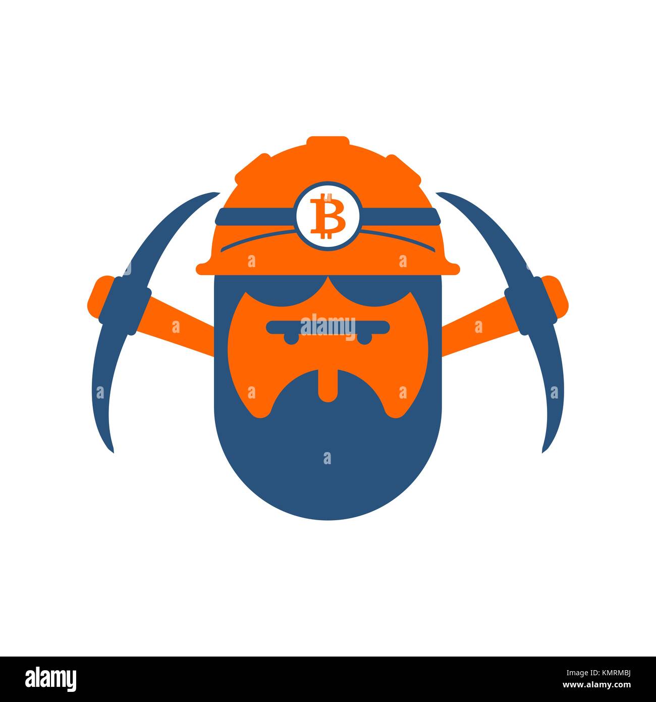 Logo miner bitcoin minière. devises crypto. travailleur avec pioche. vector illustration Illustration de Vecteur