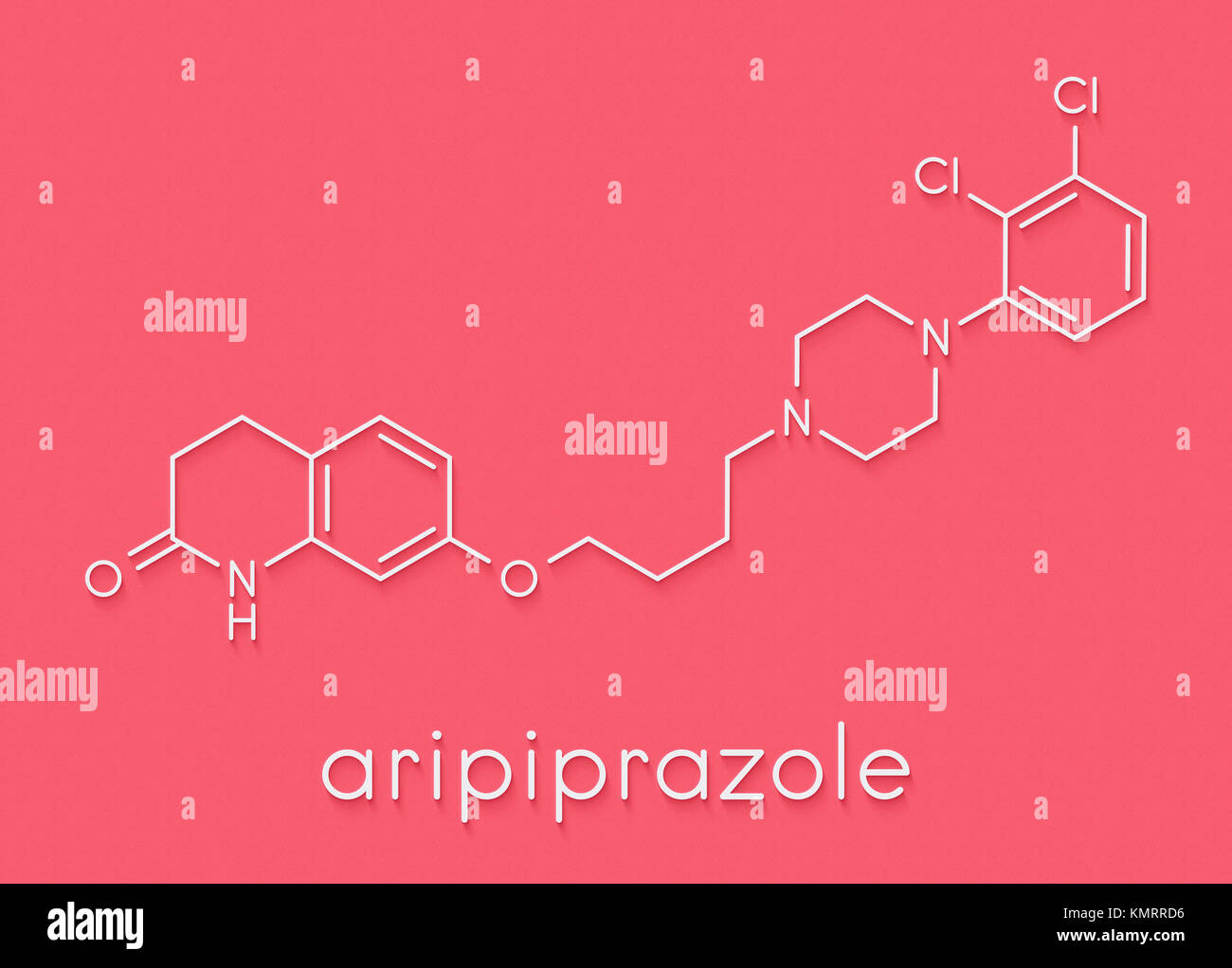 Molécule antipsychotique aripiprazole. Formule topologique. Banque D'Images