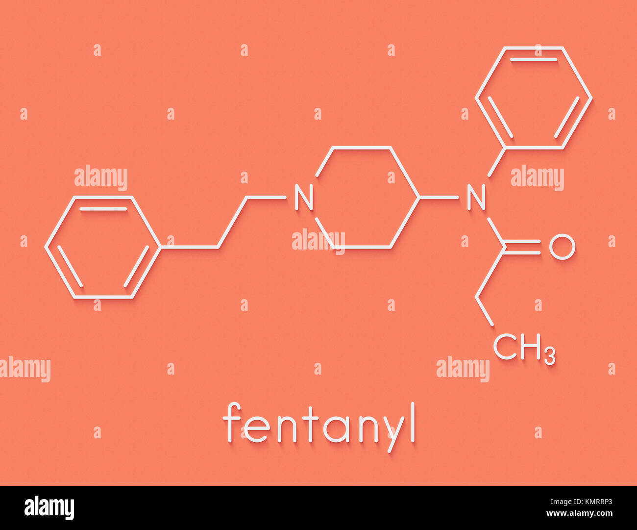 Fentanil (fentanyl) molécule du médicament analgésique opioïde. Formule topologique. Banque D'Images