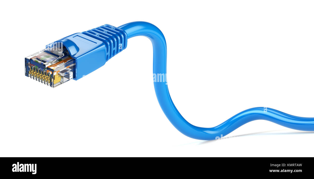 Connexion réseau LAN Ethernet. RJ45 cordon Internet isolé sur fond blanc.  3d illustration Photo Stock - Alamy