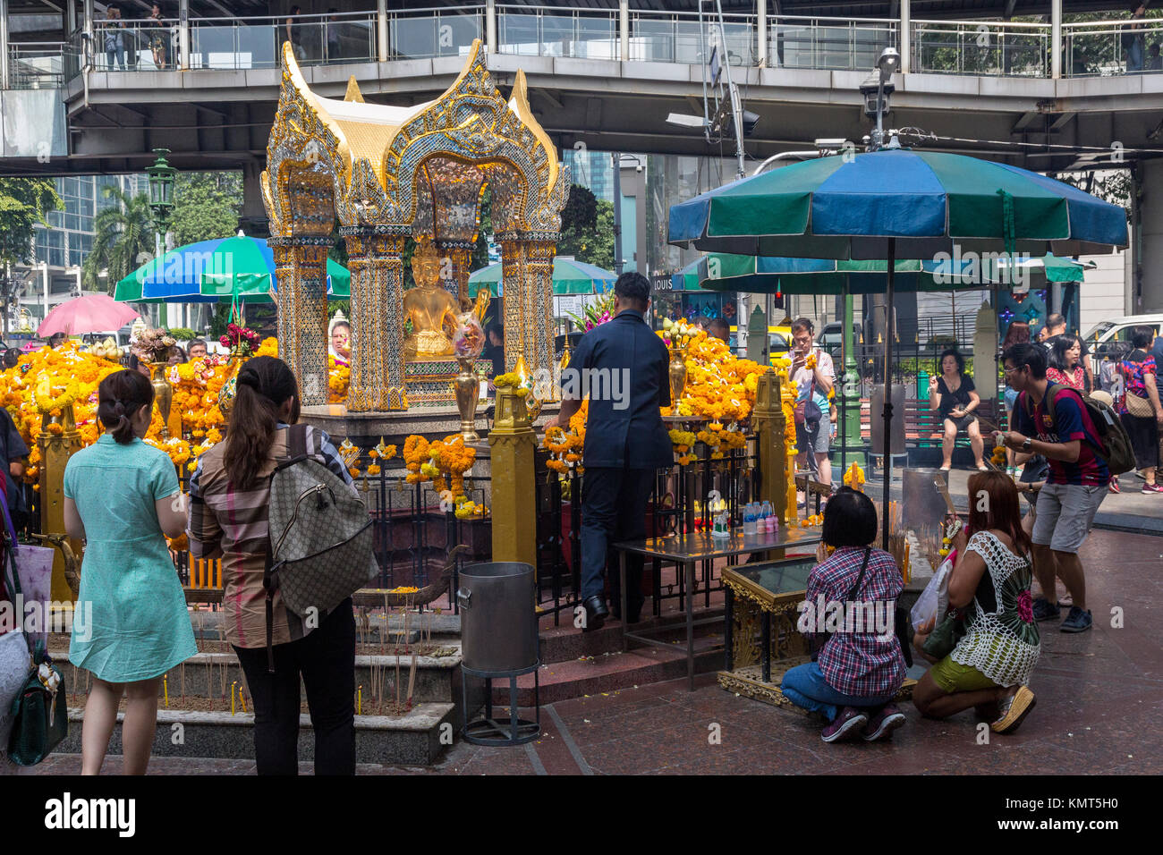 Bangkok, Thaïlande. Sanctuaire d'Erawan. Banque D'Images