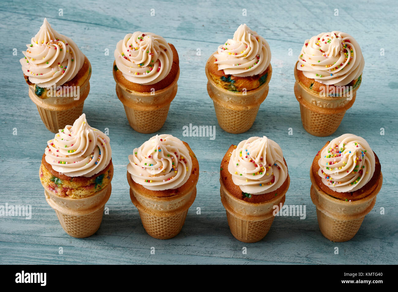 Cornet de crème glacée cupcakes Banque D'Images