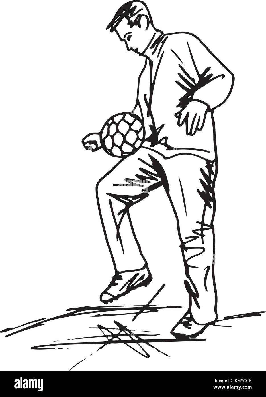 Croquis de l'illustration joueur de football Illustration de Vecteur