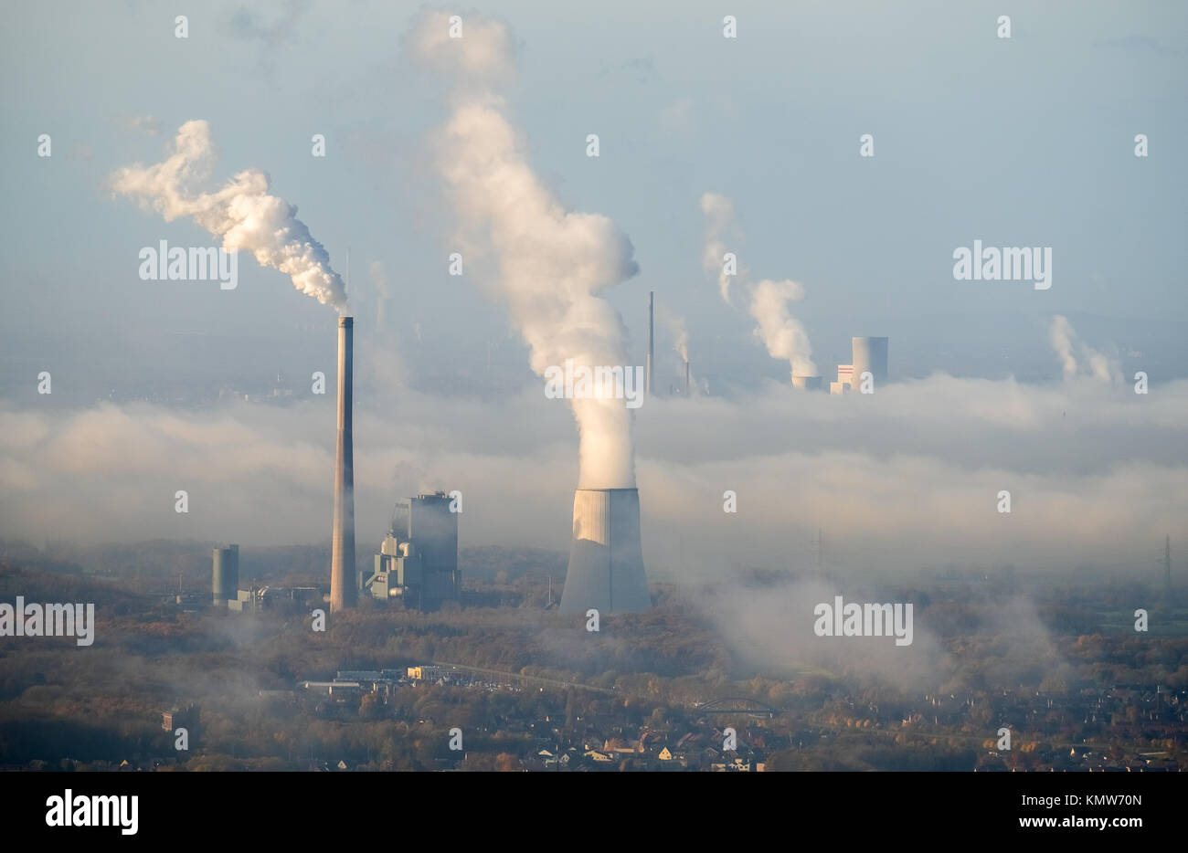 Centrale électrique au charbon, STEAG et RWE Power, power station mixte Bergkamen un oHG, électricité, chauffage urbain, des gaz d'échappement, fumée, fumée, des émissions Banque D'Images