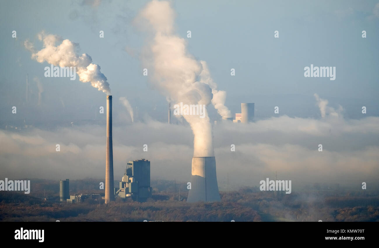 Centrale électrique au charbon, STEAG et RWE Power, power station mixte Bergkamen un oHG, électricité, chauffage urbain, des gaz d'échappement, fumée, fumée, des émissions Banque D'Images
