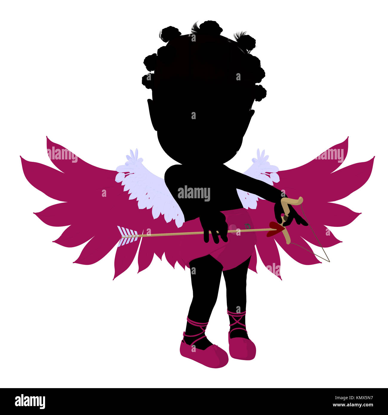 Peu d'african american girl Cupidon sur un fond blanc Banque D'Images