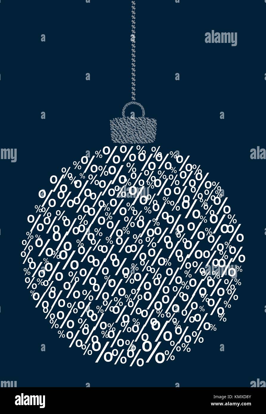 Vector abstract suspension boule de noël composé de signe de pourcentage d'icônes sur fond bleu foncé. Illustration de Vecteur