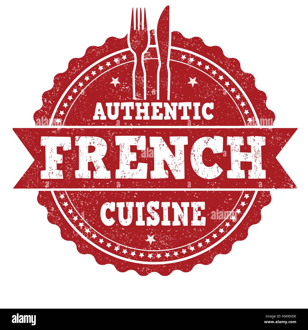 Cuisine française authentique grunge tampons sur fond blanc, vector illustration Illustration de Vecteur