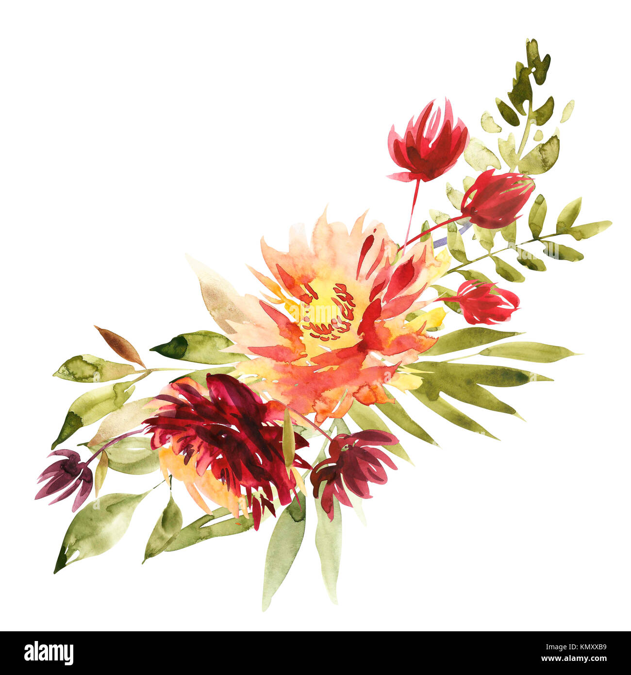 Illustration Aquarelle Fleurs Un Bouquet Dune Grande