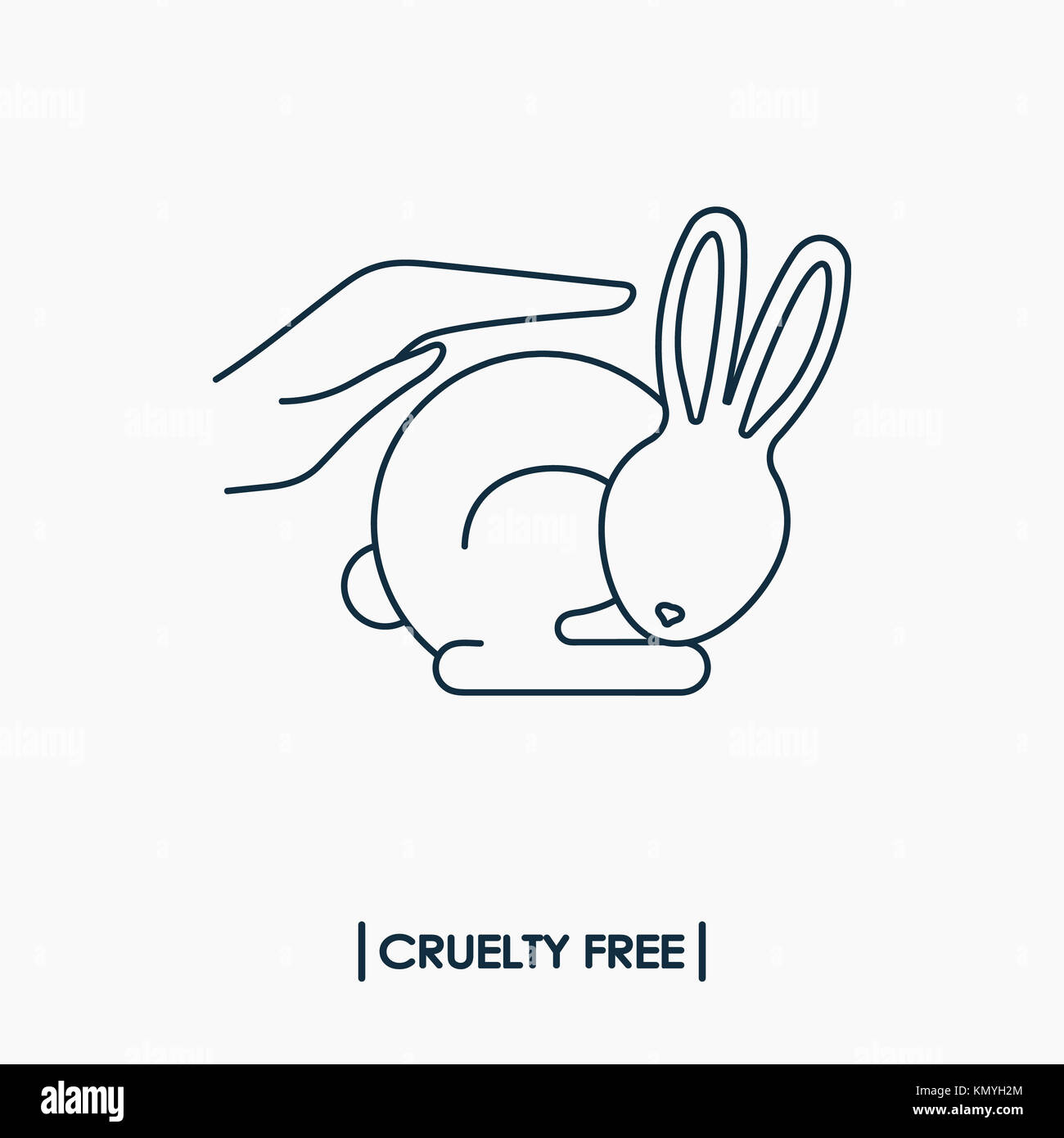 Animal cruelty free logo. Non testé sur les animaux symbole. Lapin dans les mains Banque D'Images