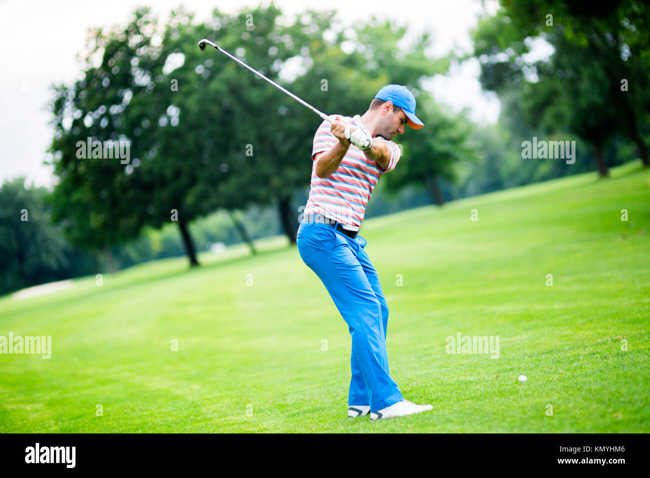 La pratique de la concentration et golfeur avant et après plan Banque D'Images