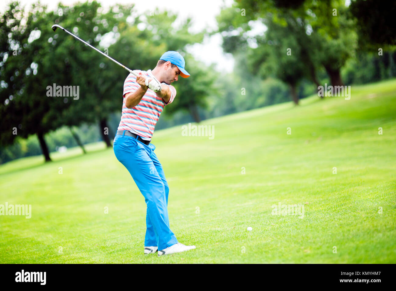 La pratique de la concentration et golfeur avant et après plan Banque D'Images