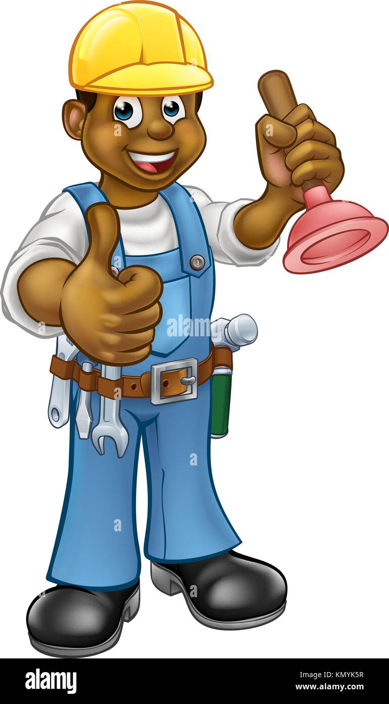 Caricature Plumber Handy Punger Illustration de Vecteur