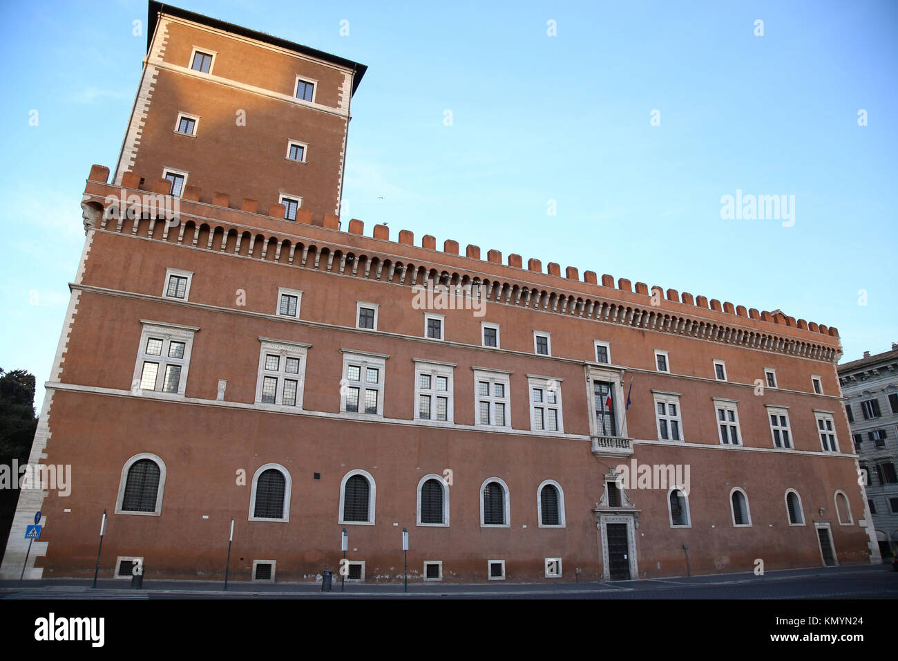 La piazza venezia à Rome, Italie, la construction d'un balcon où il parle de Duce Benito Mussolini Banque D'Images