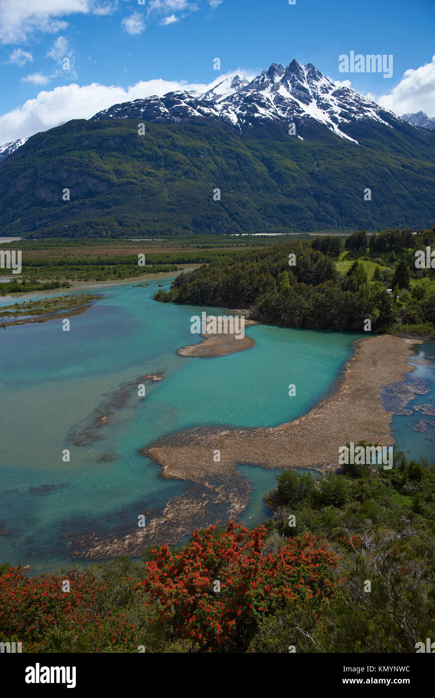 Paysage le long de la Carretera Austral au-dessus de Rio Ibáñez en Patagonie, Chili Banque D'Images