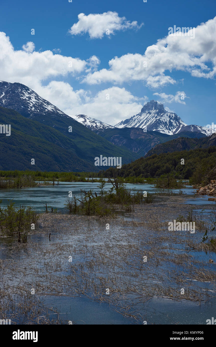 Paysage le long de la Carretera Austral au-dessus de Rio Ibáñez en Patagonie, Chili Banque D'Images