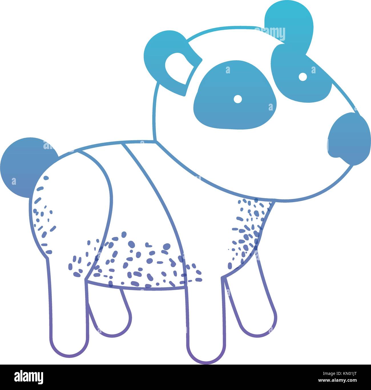 En dessin animé panda bleu dégradé de couleur violette silhouette Illustration de Vecteur