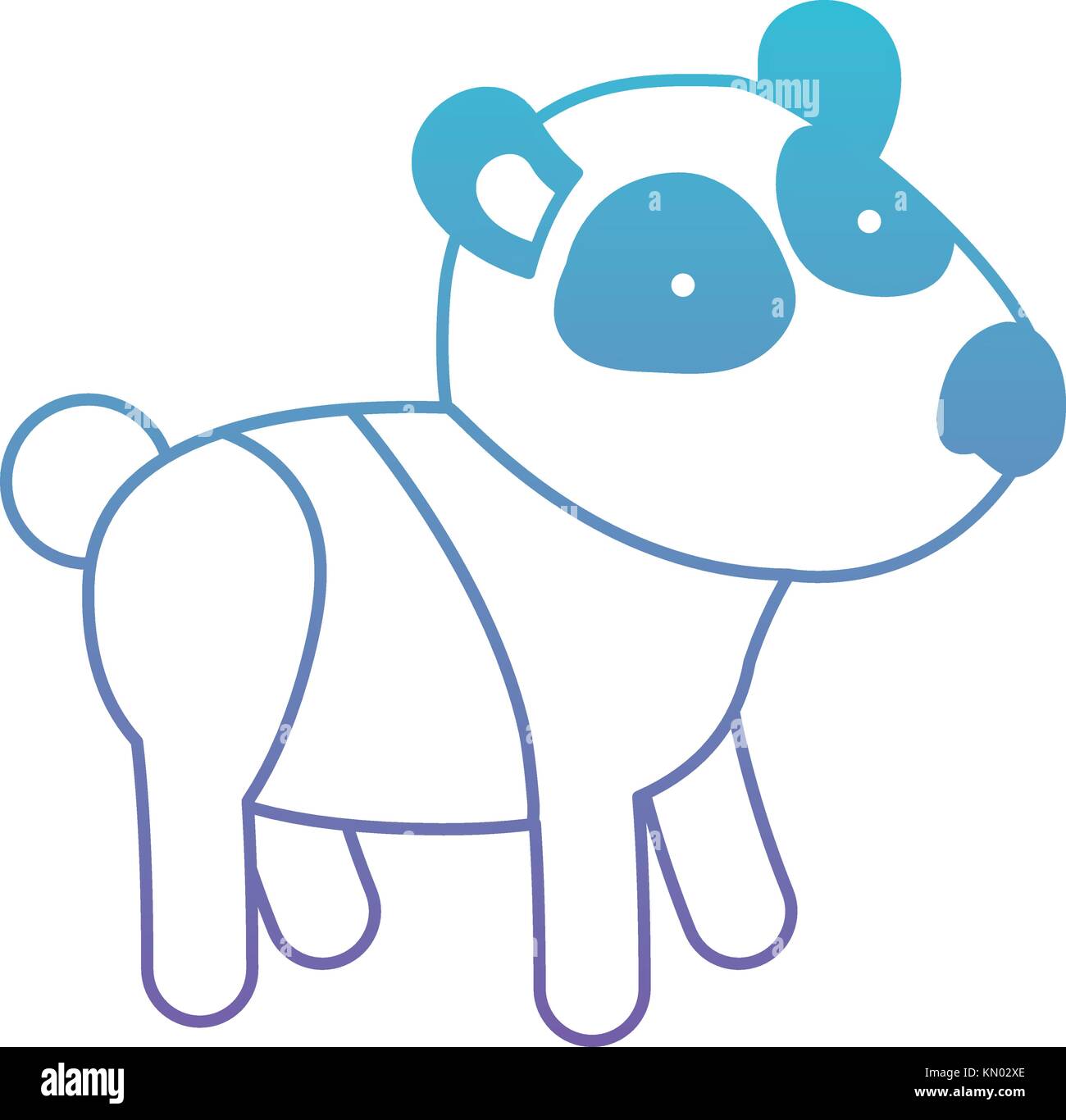 En dessin animé panda bleu dégradé de couleur violette contour Illustration de Vecteur