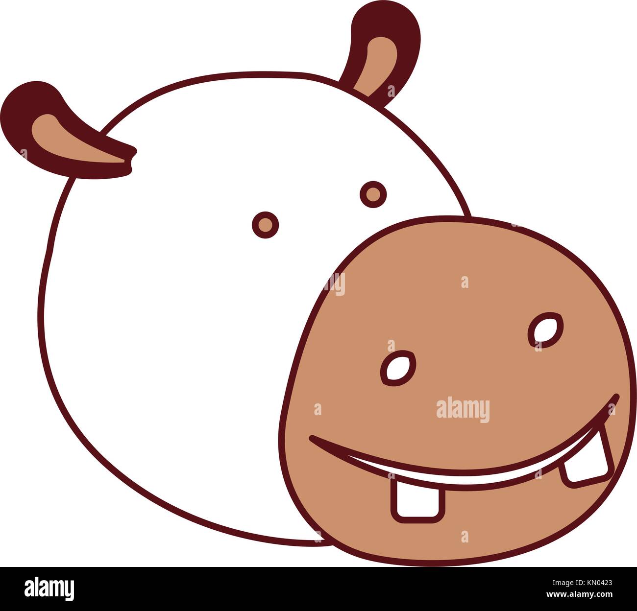 Caricature d'hippopotame en tête sections couleur ossature Illustration de Vecteur