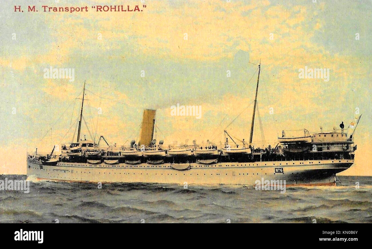 Navire de TRANSPORT HM ROHILLA a commandé plus tard comme navire-hôpital HMHS ROHILLA, démoli à Saltwick Nab, Whitby, Yorkshire Octobre 1914 Banque D'Images