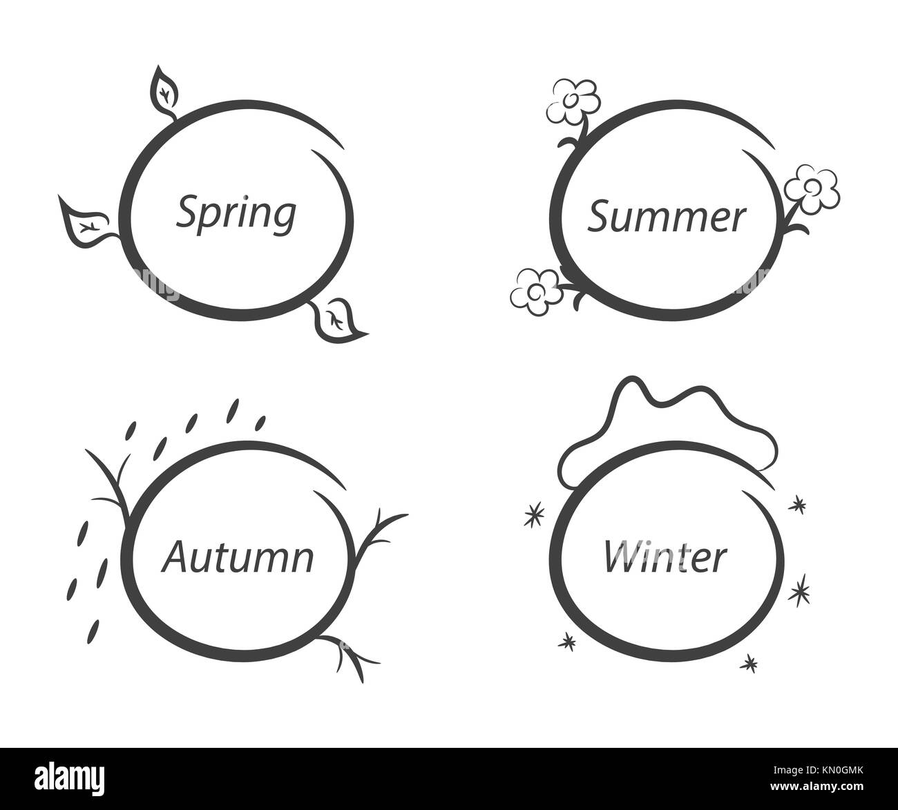 Message frames nature saisons printemps été automne hiver. vector illustration. Illustration de Vecteur