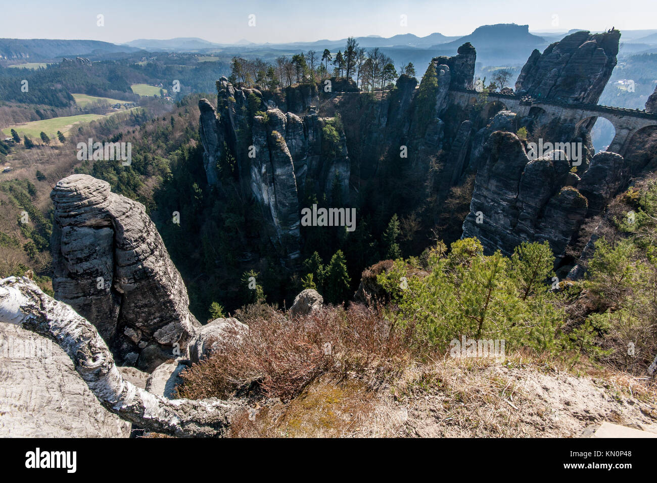 La Bastei dans la Suisse saxonne en Allemagne Banque D'Images