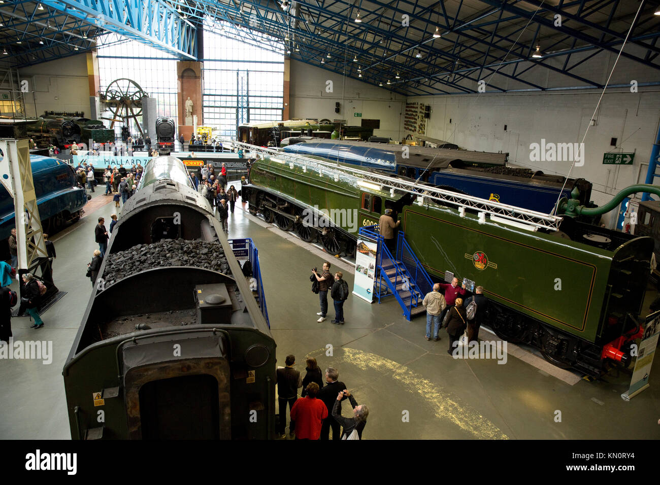 Gamme de locomotives à vapeur A4 au Grand Rassemblement qui a eu lieu au National Railway Museum, York, UK - Novembre 2013 Banque D'Images