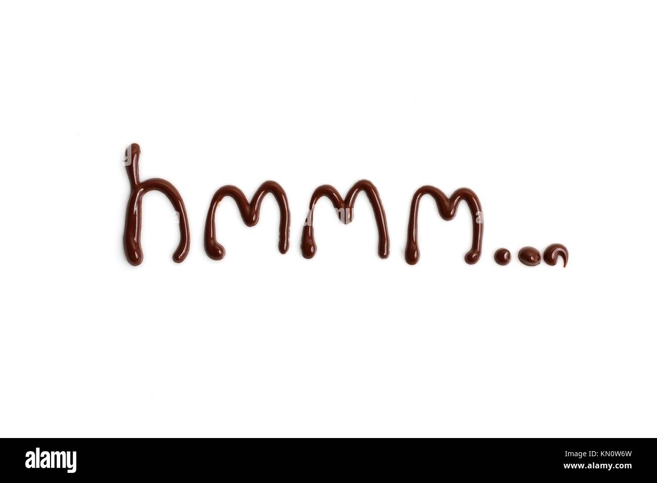 Délicieux chocolat hmmm orthographe Banque D'Images