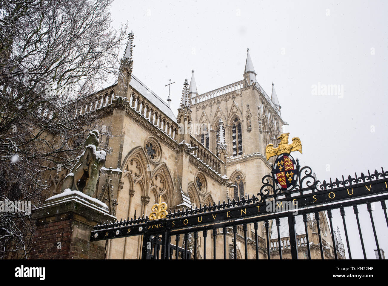 Cambridge, UK - 10 décembre 2017. Météo France : la neige lourde à Cambridge, Angleterre, Royaume-Uni. Credit : Nicola Ferrari/Alamy vivre Banque D'Images