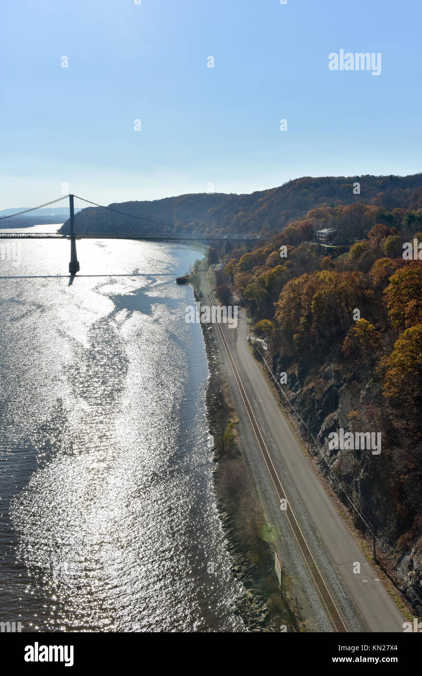 Mid-Hudson pont traversant la rivière Hudson à Poughkeepsie, New York Banque D'Images