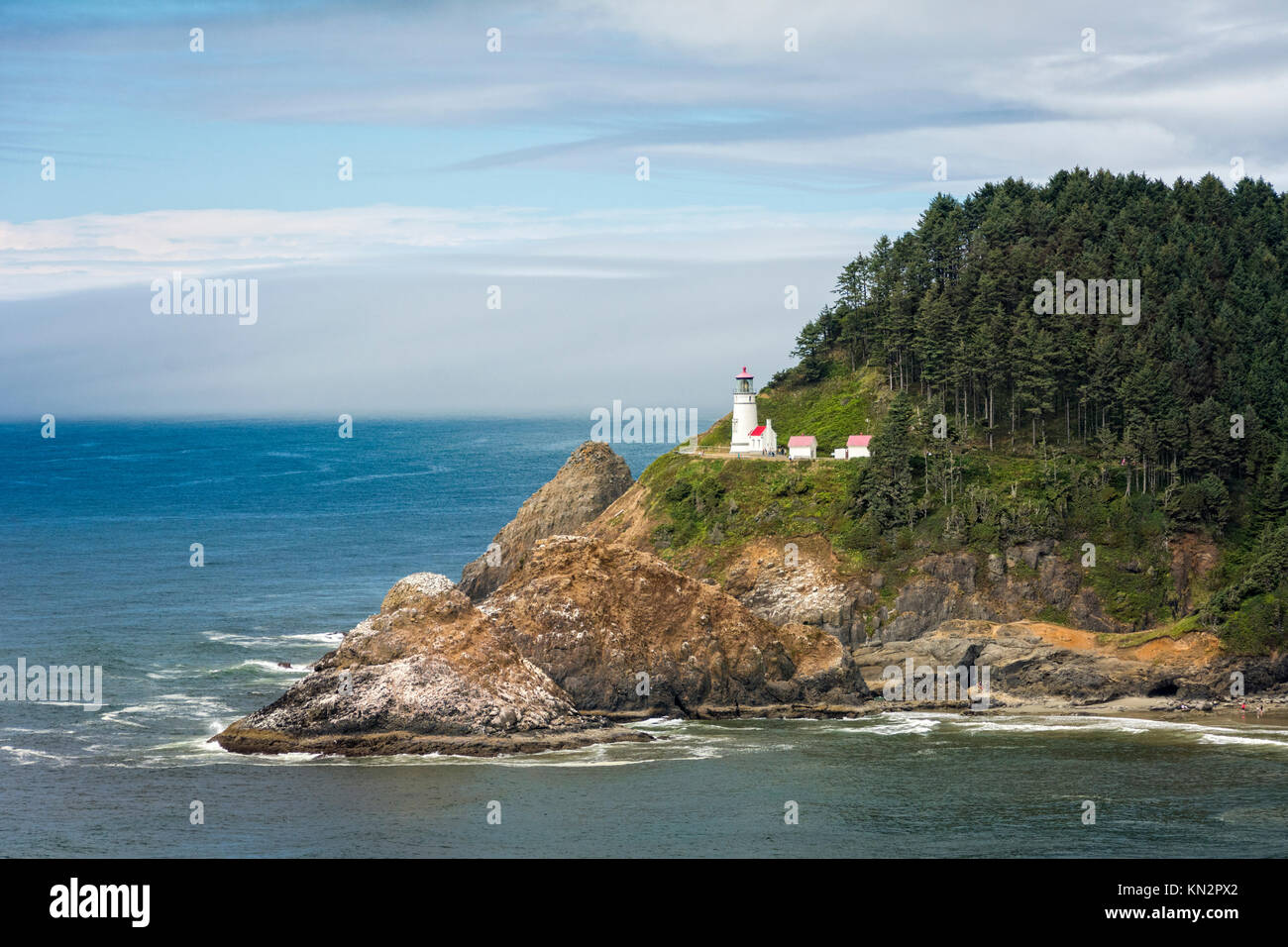 Tête Heceta Phare sur la côte de l'Oregon central. Banque D'Images